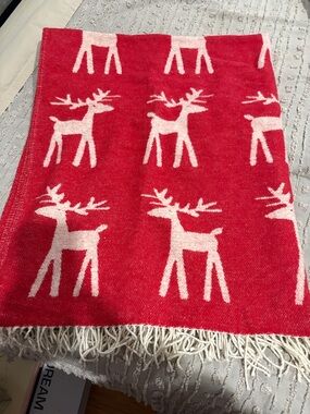 Red Reindeer Holiday Throw Blanket